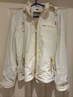 🆓 w $30 purch Beechers Brook Women’s Off-white/Cream Hooded Rain Jacket - size L